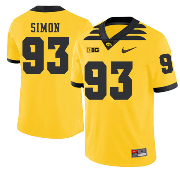 2019 Men #93 Brandon Simon Iowa Hawkeyes College Football Alternate Jerseys Sale-Gold